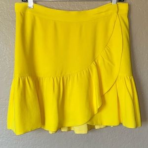 Bright yellow ruffle wrap skirt